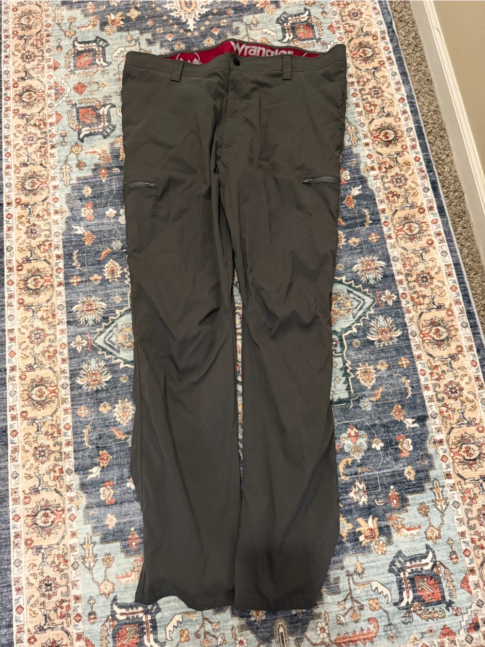 Wrangler gray Cargo Pants with Maroon Waistband Detail
